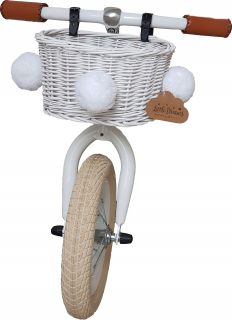 Prútený KOŠÍK NA BICYKLE PRE DETI, BIELY